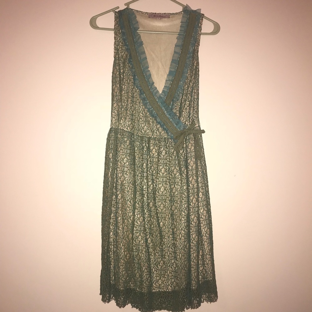 YOUNG ESSENCE mesh tie front dress